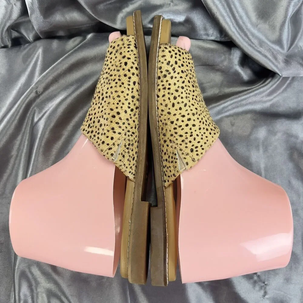 Hush Puppies Lexi Slide Women’s 8 Cheetah Print‎ Calf Hair Sandals Summer Shoes